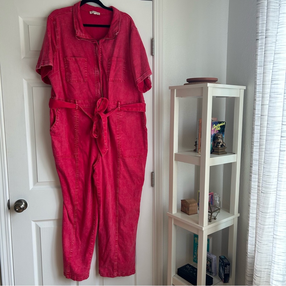 Skies are Blue curvy red denim jumpsuit size 2x - Picture 2 of 7